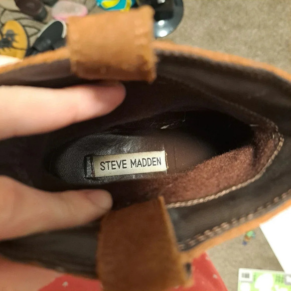 Steve Madden Brown Rust Suede Cowgirl Block Heel Wyatt Ankle Boots Size 6 - Picture 10 of 10